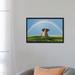 East Urban Home Elephant & Dog Sitting under the Rainbow on a Green Grass Field by Mike Kiev - Painting Print Canvas in Blue/Green | Wayfair