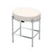 Gatco Oval Vanity Stool w/ Leather Cushion Faux Leather/Upholstered/Leather/Metal in Gray/White | 19.5 H x 18 W x 14 D in | Wayfair 1358