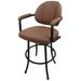 17 Stories Doradus Swivel Bar, Counter & Extra Tall Stool Upholstered/Metal in Blue/Black/Brown | 44 H x 20 W x 21 D in | Wayfair