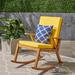 George Oliver Bankston Outdoor Rocking Chair w/ Cushions, Wood in Brown | 36.75 H x 26 W x 35.75 D in | Wayfair 98284171861349FFA408AE602718A626