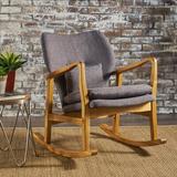 Corrigan Studio® Michiko Rocking Chair Solid + Manufactured Wood/Wood/Upholstered/Fabric in Brown | 33.25 H x 26.5 W x 34.25 D in | Wayfair