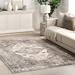 Gray 48 x 0.12 in Area Rug - Steelside™ Teo Machine Washable Oriental Medallion Area Rug in Light/Brown Polyester | 48 W x 0.12 D in | Wayfair