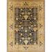 Blue/Brown 108 x 84 x 0.35 in Indoor Area Rug - Bungalow Rose Oriental Tan/Navy Area Rug Polyester/Wool | 108 H x 84 W x 0.35 D in | Wayfair