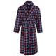 Walker Reid Mens Check Coral Fleece Robe WR66840 Navy Medium