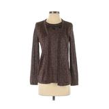 NY Collection Pullover Sweater: Brown Tweed Tops - Women's Size X-Small