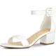 Allegra K Women's Block Heel Ankle Strap Sandals White Patent Leather 7.5 UK/Label Size 9.5 US