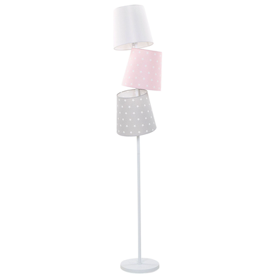 Stehlampe Bunt Metall 164 cm 3-flammig Stoffschirme langes Kabel mit Schalter Kinderzimmer