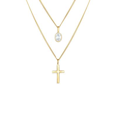 Elli - Layer Zirkonia Kreuz Glaube 925 Silber Ketten 1 ct Damen (63.99 € / 1 ct) Image