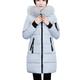 Women Long Cotton Padded Coat Faux Fur Hooded Winter Parka Down Lammy Jacket Ladies Warm Quilted Padded Lightweight Trench Outwear Long Sleeve Tops Cardigan Gray
