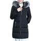 Women Long Cotton Padded Coat Faux Fur Hooded Winter Parka Down Lammy Jacket Ladies Warm Quilted Padded Lightweight Trench Outwear Long Sleeve Tops Cardigan Black