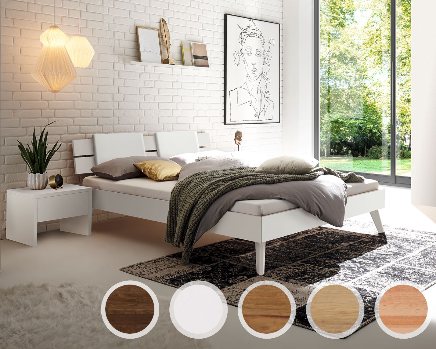 Hasena Pronto Massivholz-Bett Trento Nelo/Ello 90x200 cm / Wildeiche natur, gebürstet, geölt