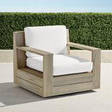 St. Kitts Swivel Lounge Chair in Weathered Teak with Cushions - Rain Resort Stripe Cobalt, Standard - Frontgate