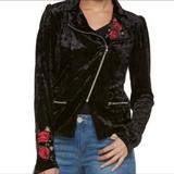 Disney Jackets & Coats | Disney Pixar Coco Crushed Velvet Moto Jacket Embroidered Roses | Color: Black/Red | Size: S
