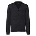 Russell Collection Mens V-Neck Knitted Cardigan (L) (Charcoal Marl)