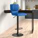 Ebern Designs Modern Swivel Adjustable Height Bar Stool in Faux Leather, Metal, Plywood Upholstered/Leather/Metal/Faux leather in Blue | Wayfair