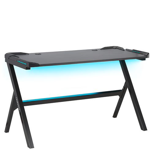 Gaming-Tisch Schwarz MDF Metall 122 x 60 cm RGB LED-Beleuchting Futuristisch Modern Kinderzimmer Jugendzimmer Büro