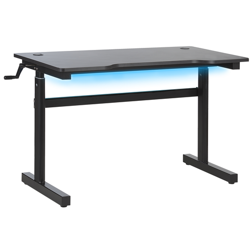Gaming-Tisch Schwarz MDF Metall 120 x 60 cm RGB LED-Beleuchting Manuell Verstellbar Futuristisch Modern Jugendzimmer Büro