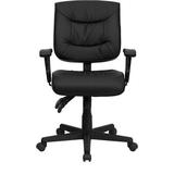 Symple Stuff Alverson Mid-Back LeatherSoft Multifunction Swivel Ergonomic Task Office Chair Upholstered/Mesh | 34 H x 25 W x 25 D in | Wayfair