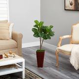 Primrue 39" Artificial Fiddle Leaf Fig Tree in Planter Wood/Plastic in Brown | 39 H x 16 W x 14 D in | Wayfair 7A1C54A1744C4FA9A7D7F7D7A3DDD07F