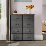 Rebrilliant Hou 8 Drawer 33.7" Double Dresser Wood/Metal in Gray/Yellow/Black | 38.4 H x 33.7 W x 11.7 D in | Wayfair