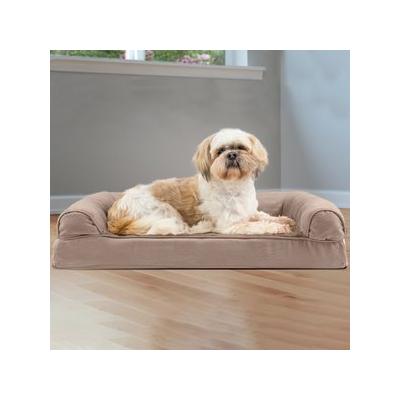 FurHaven Plush & Suede Orthopedic Sofa Cat & Dog Bed with Removable Cover, Almondine, Medium
