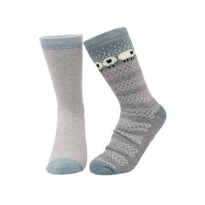 Plus Size Women's 2 Pr Super Soft Polyester Thermal Insulated Socks by GaaHuu in Grey Sheep Grey (Size OS (6-10.5))