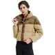 Orolay Women's Short Winter Down Coat Leopard Print Jacket Beige L