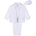 mintgreen Baby Boys Suit Set, 5Pcs Tuxedo Wedding Outfit Formal Wear with Hat, White, 9-12 Months