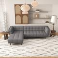 Brown/Gray Sectional - George Oliver Worton 105" Wide Sofa & Chaise Upholstery, Solid Wood | 29 H x 105 W x 71 D in | Wayfair