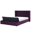 Polsterbett Violett 160 x 200 cm aus Samtstoff mit Stauraum Elegantes Doppelbett Modernes Design