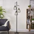 Black Industrial Floor Lamp for Living Room Modern Floor Lighting Rustic Tall Stand Up Lamp Vintage Farmhouse Tree Floor Lamps for Bedrooms, Office Torchiere Standing Lamp 3 Light Bulbs Exclude