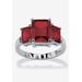 Women's Sterling Silver 3 Square Simulated Birthstone Ring by PalmBeach Jewelry in January (Size 7)