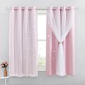 NICETOWN Kids Blackout Curtains for Girls - Eyelet Top Cut Out Star Pattern Pink Curtain Match Net curtains 63 Drop for Romantic Princess Nursery Bedroom, 2 Pieces, 52 x 63-inch Drop, Baby Pink