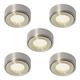 LITECRAFT Pack of 5 Modern Style Laghetto LED Circular Kitchen Cabinet Lights - Satin Nickel