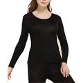 Fashion Silk Women's Silk Thermal Underwear Sets | Silk Long Johns for Women | Silk Long Underwear Sets, Black, Large