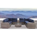 Sol 72 Outdoor™ Lazaro Rattan Wicker Fully Assembled 12 Piece Seating Group w/ Cushions in Blue | Wayfair LNTS4508 43735303