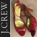J. Crew Shoes | J. Crew Italian Croc Leather Sandal Heels | Color: Pink | Size: 7.5