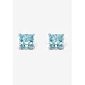 Women's Sterling Silver Stud Princess Cut Simulated Birthstone Stud Earrings by PalmBeach Jewelry in December