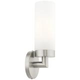 Aero 11 3/4" High Brushed Nickel and White Glass Wall Sconce