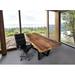 Millwood Pines Beaston 2 Piece Solid Wood Rectangular Writing Desk Office Set w/ Chair Wood/Metal in Black/Brown | Wayfair