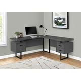"Computer Desk / Home Office / Corner / Left / Right Set-Up / Storage Drawers / 70""L / L Shape / Work / Laptop / Metal / Laminate / Grey / Black / Contemporary / Modern - Monarch Specialties I 7615"