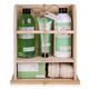 accentra, Premium Collection Aloe Vera Geschenkset für Frauen im Holzregal mit Duschgel Bodylotion Handcreme Badebomben und Sisaltuch – wunderschön und wohltuend, Grün - Natur