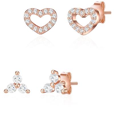 Glanzstücke München Ohrstecker Herz Sterling Silber Zirkonia in Roségold 5,6/5,9 mm Damen Image