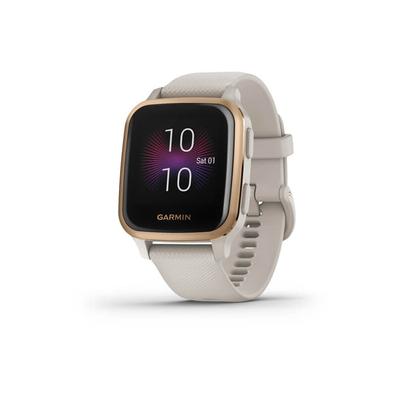 Garmin Venu SQ GPS Smartwatch - Music Edition Rose Gold Aluminum Bezel with Light Sand Case and Silicone Band 010-02426-01