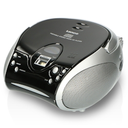 Lenco SCD-24 Black/Silver - Tragbares FM-Radio mit CD-Player - Kopfhöreranschluß - Silber/Schwarz