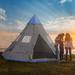 Outsunny Metal Triangular Play Tent Large 6 Person Camping Tent Steel in Gray | 98.4 H x 144 W x 144 D in | Wayfair A20-136NU