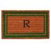 Arlmont & Co. Stortz Monogram Non-Slip Outdoor Door Mat Natural Fiber in Green/Brown | Rectangle 1'6" x 2'6" | Wayfair