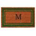 Arlmont & Co. Stortz Monogram Non-Slip Outdoor Door Mat Natural Fiber in Green/White/Brown | Rectangle 2' x 3' | Wayfair