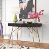 Etta Avenue™ Reba Desk Wood/Metal in Brown/Gray/Yellow | 30.5 H x 47.5 W x 23.6 D in | Wayfair E27D47C9F3D6417CAA12094E19E7511C