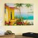 Highland Dunes 'Palm Harbor' Painting Print on Wrapped Canvas Canvas, Wood in White/Black | 35 H x 47 W x 2 D in | Wayfair